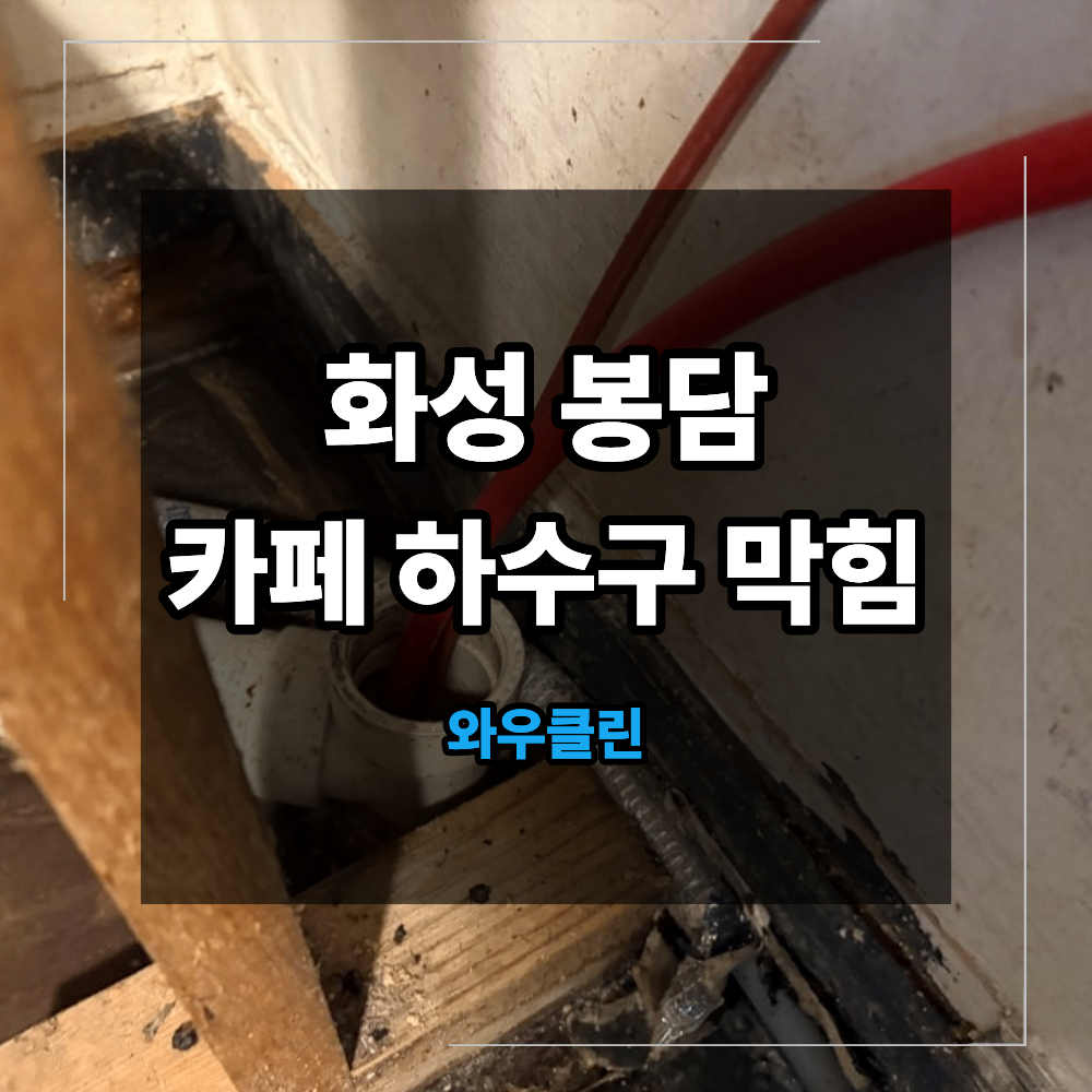 화성 봉담 카페 하수구 막힘 기름 슬러지 역류